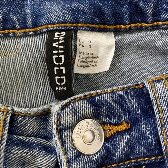 H & M Divided Women's size 0 Mom High Waist Tapered Distressed Blue Denim Jeans - Picture 6 of 12